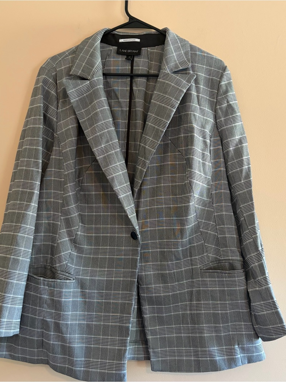 Lane Bryant Gray  Plaid Blazer - Classic Single-Button